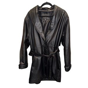 Y2K Wilsons Leather Belted Trench Real Leather Women’s Medium Black